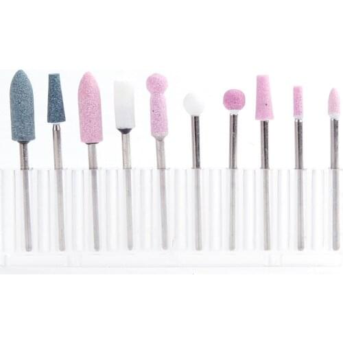 10Style/Set Ceramic Stone Manicure Tools Mill Cutter Nail Files Rotary Burrs Nail Files Electric Machine Accessories Grinder