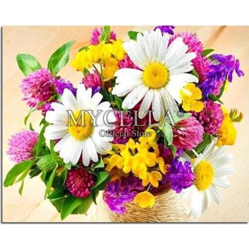 Flowers Full Round Rhinestones Cross Stitch 5D Diy Diamond Painting Mosaic Embroidery Home Decoration Crafts Christmas Gift