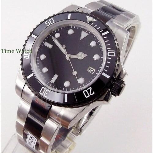 40mm Black&Silver Two Tone Mens Automatic Watch Japan NH35/Miyota 8215 Movement Sapphire Glass 904L Bracelet Glide Lock Bliger