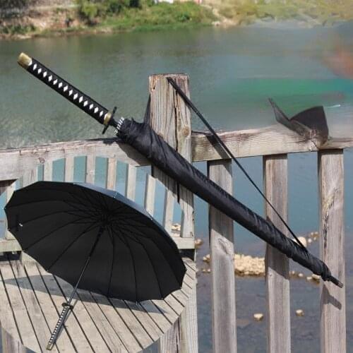 Black Sword Umbrella Katana Fashion Long Handle Large Uv Protection Business Umbrella Windproof Guarda Chuva Rain Gear BD50UU