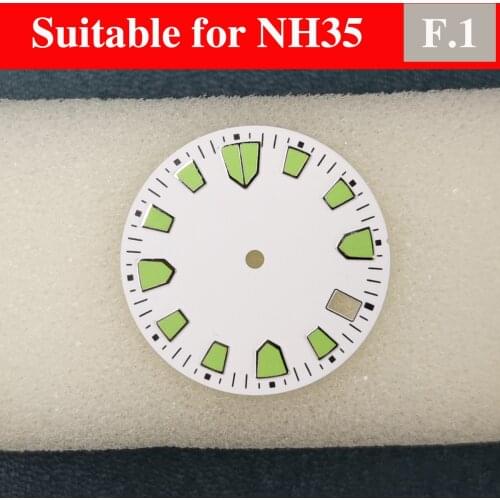 NH35 Dial Sterile White Super Luminous Suitable For NH35 Movement 4 o'clock Calendar