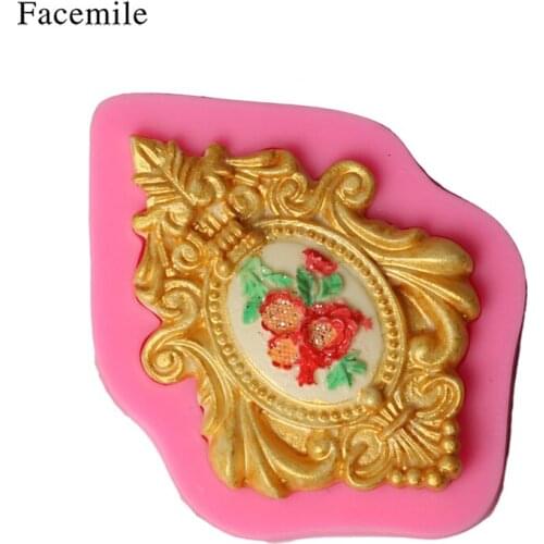 Flower retro frame lace pattern silicone mold fondant mold cake decorating tools chocolate gumpaste mold for kitchen baking