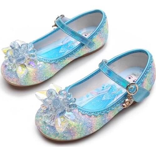 Disney Feet Length 16-22cm Frozen Princess Elsa Child Girls Sandals Summer Crystal Shoes Small Middle Big Childrens Shoes
