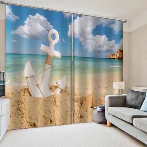 Photo nature scenery beach curtain Window Blackout Luxury 3D Curtains set For Bed room Living room