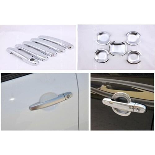 FUNDUOO For Toyota RAV4 5 Door 2006 2007 2008 2009 2010 2011 2012 2013 Chrome Car door handle + Cup Bowl cover Trim overlays