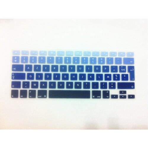 Gradient Blue French AZERTY EU Silicone Keyboard Cover Skin sticker 10pcs for MacBook Pro air 13/15/17" MEAFO
