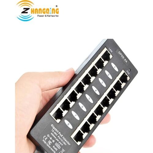 48V Multi Port Gigabit PoE Injector with 8 Ports Power Over Ethernet Passive or 802.3af for Cisco 48v device and IP Camera