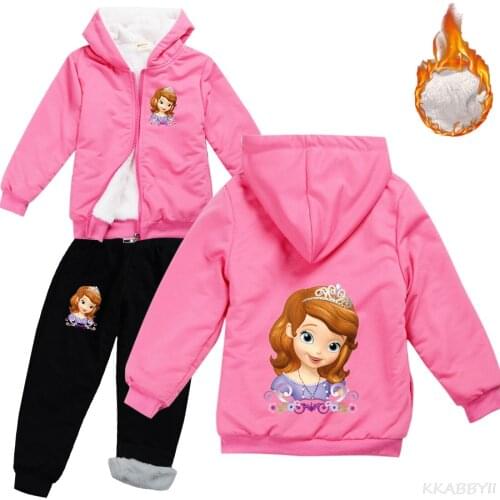 Sofia Outfits Baby Girls ClothesInfant Cotton Suits Hooded Zipper Jacket Hoodies
