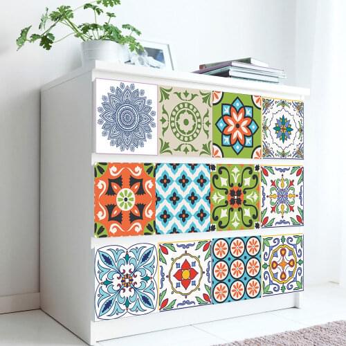 Colorful Ceramics Tiles Strip Wall Stickers Cupboard Bathroom Kitchen Home Decor Wallpaper Peel & Stick Vinyl Art Wall Poster