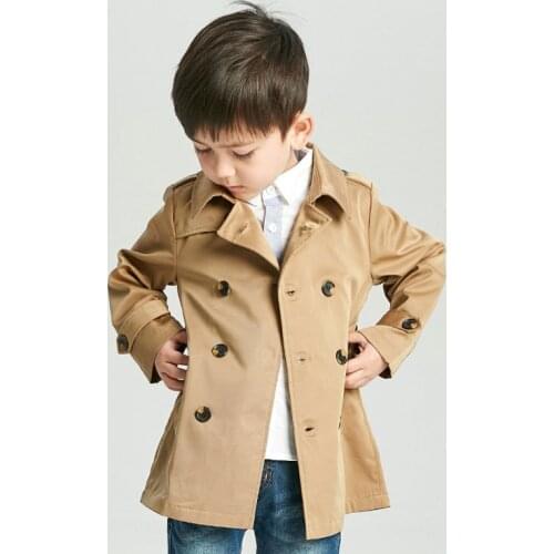 New Boys Winter Coat High Quality Fashion Double Breasted Solid Turn-down Windbreaker For Boys Kids Jacket Children Outerwear