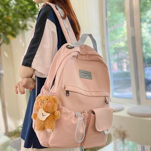 Fashion Lady Student Waterproof Travel Bag Solid Color Girl Cute Backpack Cool Women Kawaii College Bags Female Laptop Backpacks