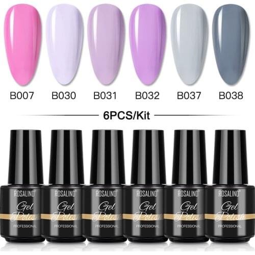 ROSALIND Nail Polish Set Colorful Neon Series Hybrid Gel Polish Kits For Manicure Soak Off Base And Top Need LED Lamp Nail Art