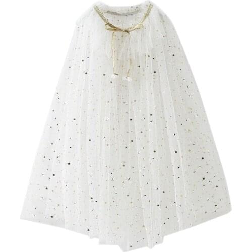 H9ED Colourful Princess Cape Cloaks for Little Girls Christmas Halloween Custome Cosplay Party Dress Shiny Sequin Shawl