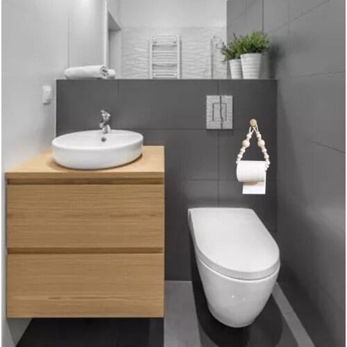 Punch-free Wall Mounted Tissue Holder Hand-made Cotton Rope Toilet Paper Rack Roll Holder Towel Rack for Bathroom Decro