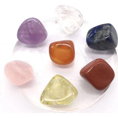 Natural gemstone polished 7 chakra set crystal tumbled healing stones for decoration
