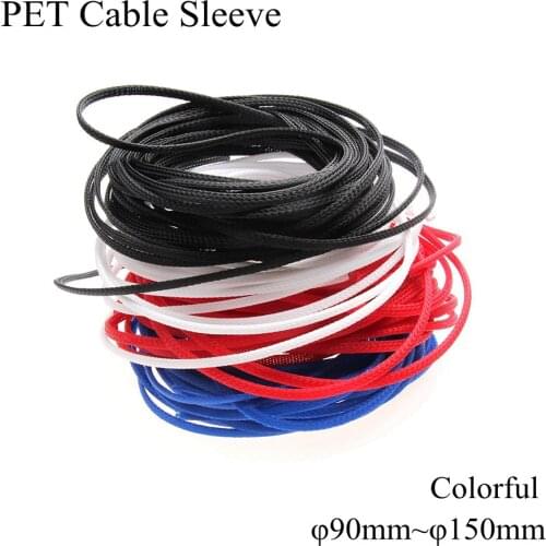 90mm 100mm 120mm 150mm PET Cable Sleeve Nylon Expandable Braided Sleeving Flexible Wire Insulation Wrap Sheathing Protection