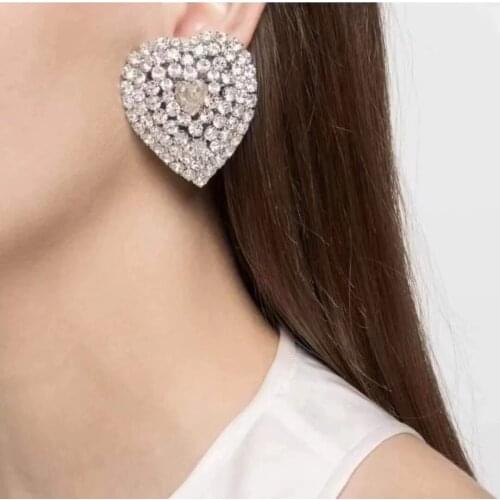 New Design Rhinestone Heart Stud Earrings For Women Fashion Jewelry Geogous Collection Earrings Accessories