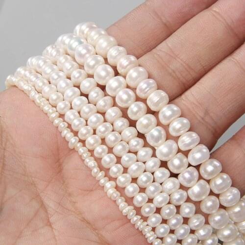 Wholesale Quality Natural Flat White Round Freshwater Pearl Beads Punch Loose Beads Charm for Elegant Necklace Bracelet Jewelry