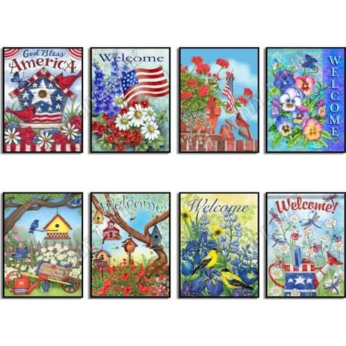 Full Square / Round Diamond Painting Crystal Mosaic God Bless America Diamond Embroidery Bead Cross Stitch Pixel Hobby & Crafts