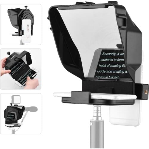 Andoer Portable Smartphone DSLR Camera Teleprompter Prompter with Remote Control for Video Recording Live Streaming Interview
