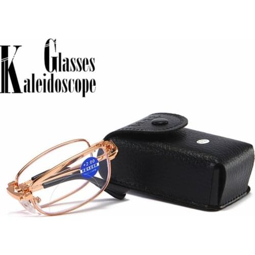 Folding Reading Glasses Women Men Near and far Bifocal Anti-blue light Presbyopic Glasses Computer Hyperopia Eyeglasses +1.5 +2