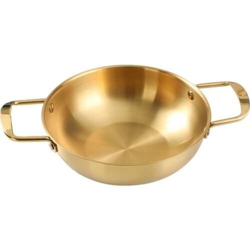 Noodle Pan Convenient Double Handle Design Stainless Steel Frosted Thick Ramen Pan for Kitchen