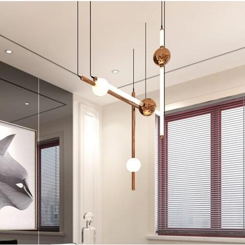 Post Modern Rotatable Branch Led Chandelier Matt Black Gold Chandelier Lighting Glass Tube Shades LED Lighting