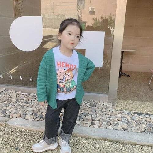 Girls Sweater Babys Coat Outwear 2021 Green Thicken Warm Winter Autumn Knitting Cardigan Christmas Gift Childrens Clothing