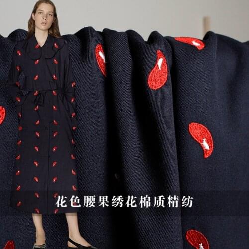 The cloth cashew nut flowers Embroidered thicken cotton garmen materials autumn dress DIY clothes fabrics Freeshipping
