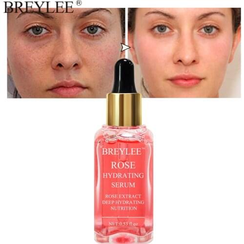 BREYLEE 100% Natural Rose Moisturizing Nourishing Serum Deep Hydrating Face Soothing Whitening Anti-aging Wrinkle Skin Care 15ML