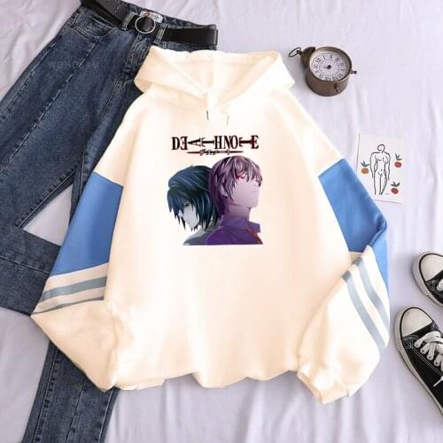 Japanese Anime Death Note Yagami Light L·Lawliet Men Hoodies Sweatshirt Fashion Harajuku Winter Patchwork Sportswear Sweatshirt