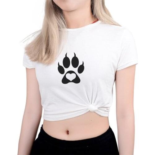 Cat Claw Dog Claws Tshirt Women 2020 Summer Couples Lovers T-Shirt For Casual White Tops T Shirt Love Heart Print T-Shirt Female