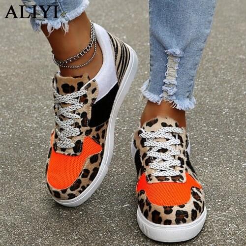 2021 Autumn Sneakers Women New Ladies Leopard Print Lace Up Comfy Casual Shoes 35-43 Big Size Female Walking Sport Flats
