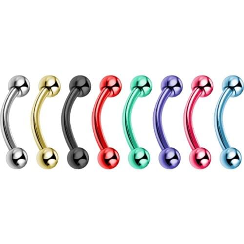 1Pc Surgical Steel Fashion Women Gold Color Plated Anti Eyebrow Piercing Bridge Banana Ring Studs Body Jewelry