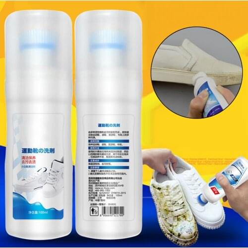 100ml White Shoe Cleaner Whiten Polish Cleaning Tool Shoe Brush Shoe Sneakers Casual Leather Shoes Cleaning Shoe Care Supplies