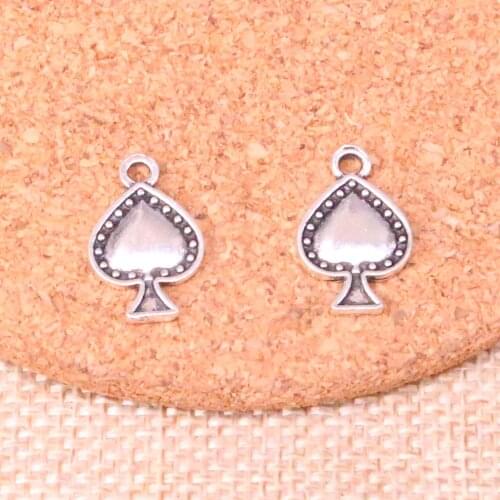 20pcs Antique Silver Plated poker spades Charms Pendants Fit Jewelry Making Findings Accessories 12*18mm