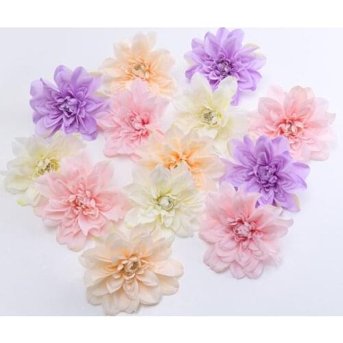 30pcs 15CM 5Colors Silk Dahlia Flower Head Artificial Flowers DIY Wedding Party Wall Arch Decoration Supplies