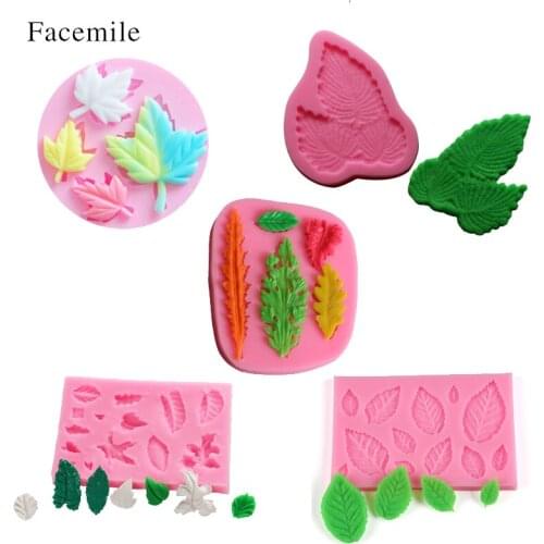 Facemile 5PCS DIY Tree Leaf Mold Silicone Mold Fondant Cake Mould Chocolate Jelly Candy Decorating Bakeware Soap Pastry Tools