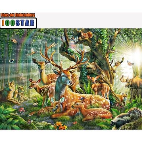 5d Diy Diamond Painting Forest Deers Family Diamond Emboridery Pattern Beadworks Mosaic Needleworks Decor