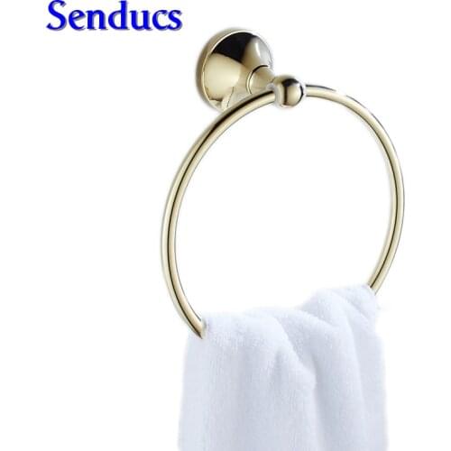 Free shipping Classic style gold towel ring for hotel bathroom face towel ring and solid brass kitchen hand towel holders