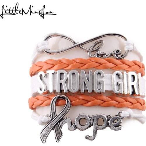 Little MingLou Infinity love strong girl Bracelet ribbon hope charm wrap women girl bracelets & bangles for women jewelry