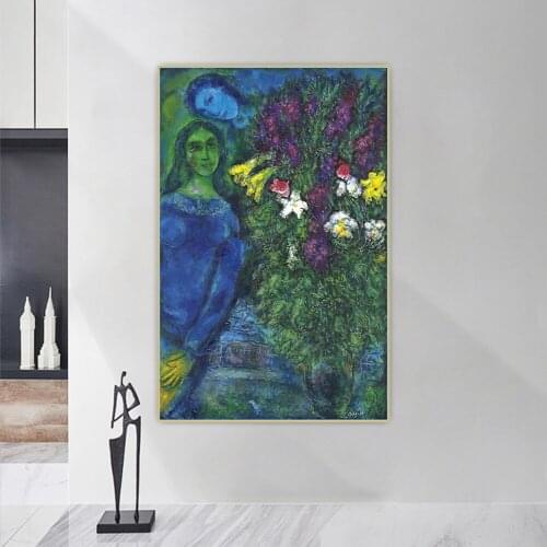 Citon Marc Chagall《The Painters Woman》Canvas Oil Painting Artwork Poster Decorative Picture Wall Hanging Decor Home Decoration