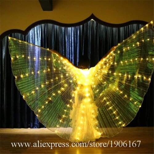 Colorful LED Light Up Wings Led Luminous Belly Dance Wing Cloak Illuminated Stage Performance Props Party Halloween Dress