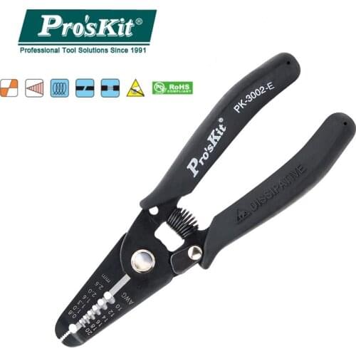 ProsKit 1PK-3002E Wire Stripper With Conductive Handle Anti Static Multi-Function Electronic Line Cutter Stripper