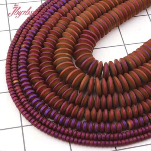 Natural Hematite Frost Purple Heishi 2x4/3x6/3x8mm Stone Beads Loose For Jewelry Making Women DIY Necklace Bracelet Strand 15"