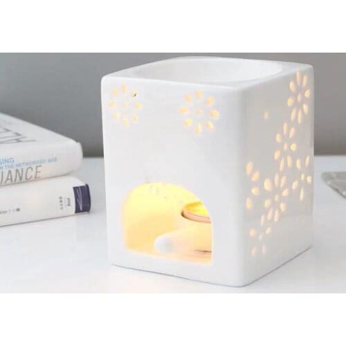 Ceramic Essential Oil Lamp Incense Burner Large Fragrance Burner Square Hollow Aromatherapy Lamp Aromatherapy Burner