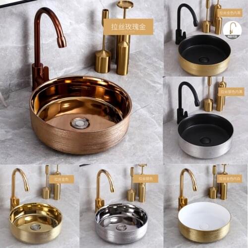 Europe Table Basin Art Ceramic Washbasin Home Small Size Washbasin Countertop Sinks Gold Wash Hand Basins Toilets Shampoo Sinks