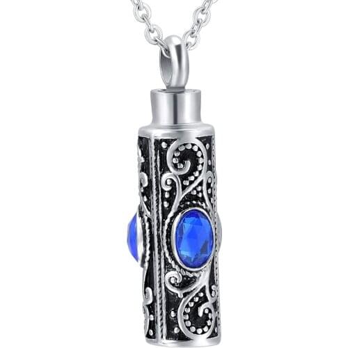 KLH7038 Purple Crystal Cremation Urn Necklace for Ashes Keepsake Stainless Steel Memorial Pendant with fill kits