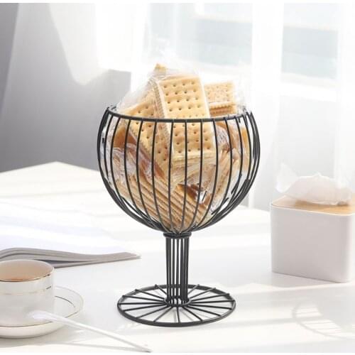 Fruit Basket Vegetable Bowl like Wine Cup Geometric Hollow Iron Crafts Home Living Room Storage Snack Fruit Container