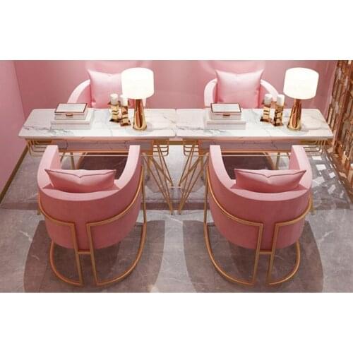 Manicure table and chair set Nordic minimalist marble iron double storey table net red single double manicure table